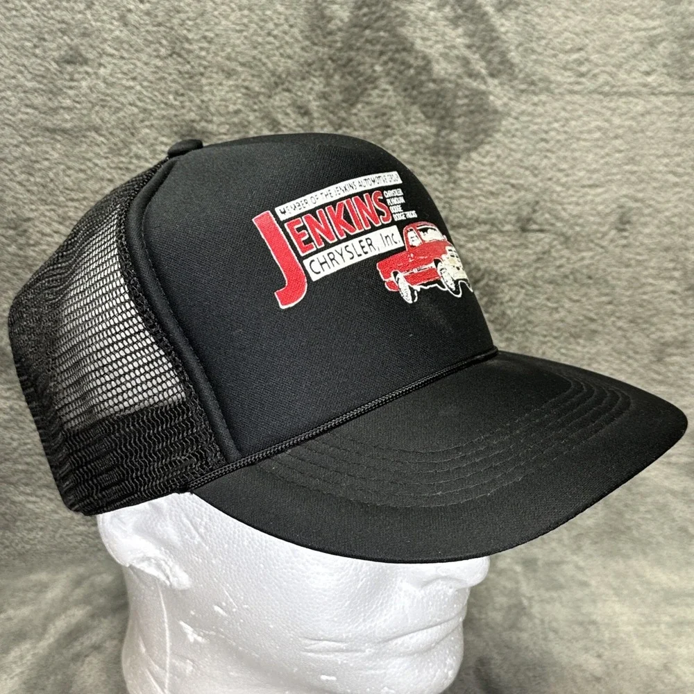 Vintage Trucker Mesh Hat Jenkins Chrysler Black Capital‎ Caps Snap Back